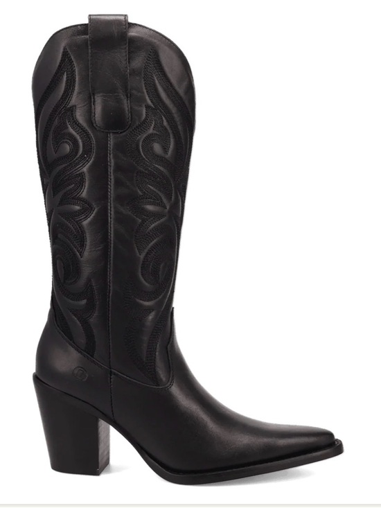 dingo Shoes - Dingo Hensley Black Women's Western Block Heel Leather Boot size 6